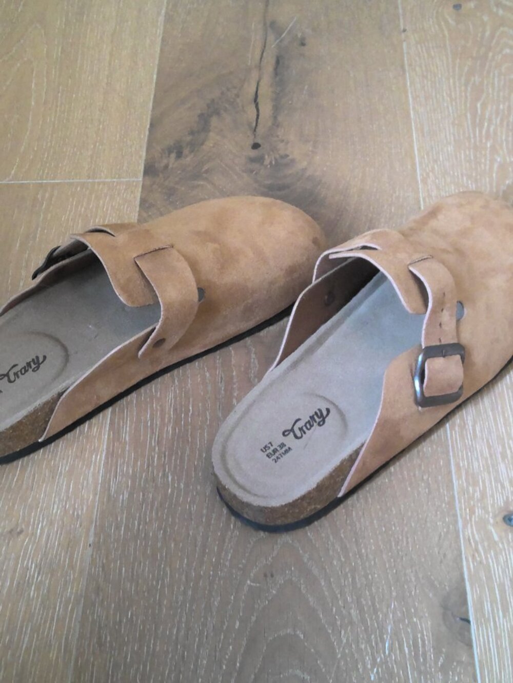 Trary Suede Cork Footbed Clogs | Birkenstock Style | Tan | EU 37 / Women's 6 | N